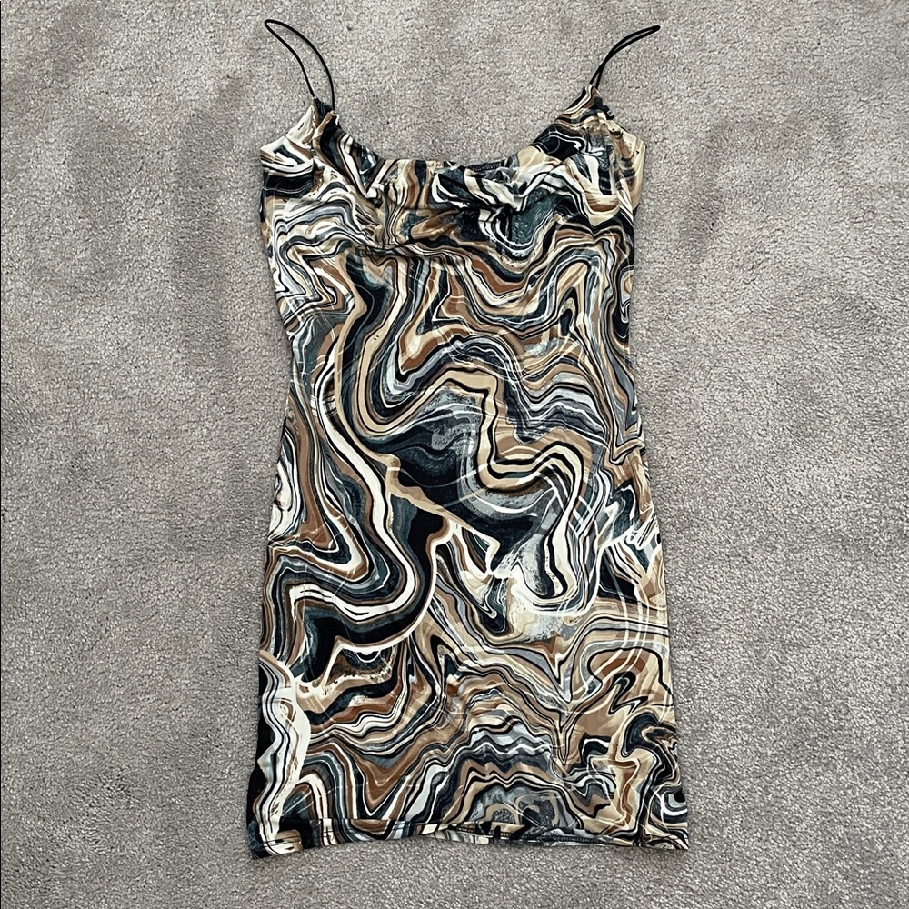 Windsor Marble Print Dress with Spaghetti Straps